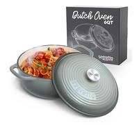 Segretto Cookware Enameled Cast Iron Dutch Oven, 6 Quarts, Gray