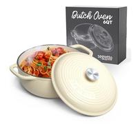 Segretto Cookware Enameled Cast Iron Dutch Oven, 6 Quarts, White