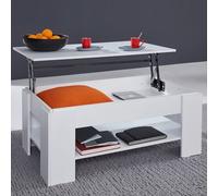 seguin wooden coffee table in white with lift up top