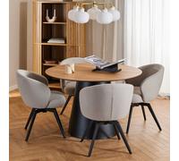 seguin wooden dining table with 4 dallas beige chairs in oak