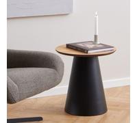 seguin wooden small round coffee table in oak and black