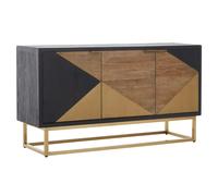 seguin wooden storage cabinet with 3 doors in black and gold