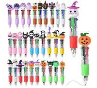 Seguire Halloween Pens 30 Unique Designs - 4-in-1 Multicolor Ballpoint Pen with Detachable Silicone Toys (Ghost/Pumpkin/Skeleton) - 0.7mm Retractable School Supplies for Kids Classroom Gifts (30)