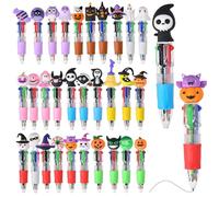 Seguire Halloween Pens 30 Unique Designs - 4-in-1 Multicolor Ballpoint Pen with Detachable Silicone Toys (Ghost/Pumpkin/Skeleton) - 0.7mm Retractable School Supplies for Kids Classroom Gifts (20)