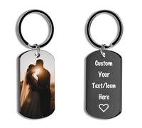 Seguire Personalised Photo Engraved Keyring Gift Custom Your Own Keychain for Lover (S)
