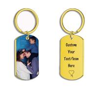Seguire Personalised Photo Printed Text Engraved Keepsakes Keyring Custom Made Premium Gift For Dad Mum Grand Parents Mothers Day Fathers Day gift (Gold)