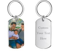 Seguire Personalised Photo Printed Text Engraved Keepsakes Keyring Custom Made Premium Gift For Dad Mum Grand Parents Mothers Day Fathers Day gift (Silver)