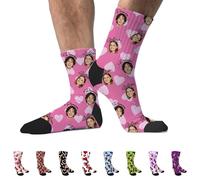 Seguire Personalised Socks for Women Men with Photo and Text,Unisex Customised Funky Socks with Face,Name,Logo.Personalised Gifts for Women Men -8 Colours (UK, Alpha, M, Regular, Regular, Pink)