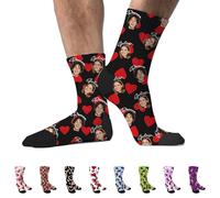 Seguire Personalised Socks for Women Men with Photo and Text,Unisex Customised Funky Socks with Face,Name,Logo.Personalised Gifts for Women Men -8 Colours (UK, Alpha, M, Regular, Regular, Black Red)