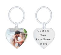 Seguire Personalized Keychains With Picture Custom Photo Engraved Keyrings Personalised Memorial Keyring Upload Your Favorite Photo Keychain For Dad Mum Gifts (Silver 2)