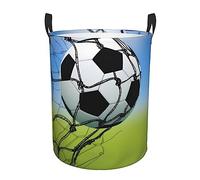 Segur Soccer Network Laundry Basket Hamper Waterproof Dirty Clothes Hamper Collapsible Washing Bin Clothes Bag with Handles Freestanding Laundry Hamper for Bathroom Bedroom Dorm Travel