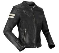 Segura Romeo Lady Leather Retro Classic Custom Motorcycle Jacket Black White
