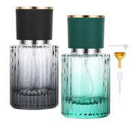 Segus Aftershave Travel Bottle, 2 Pcs 30ml Empty Perfume Bottles in Glass, Leakproof Fragrance Atomiser, for Daily and Trips (Gradient Black + Gradient Green)