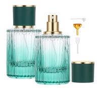 Segus Aftershave Travel Bottle, 2 Pcs 50ml Empty Perfume Bottles in Glass, Leakproof Atomiser Spray Bottle, for Daily and Trips (Gradient Green)