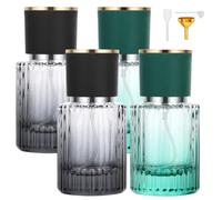 Segus Aftershave Travel Bottle, 4 Pcs 30ml Empty Perfume Bottles in Glass, Leakproof Atomiser Spray Bottle, for Daily and Trips (Gradient Black + Gradient Green)