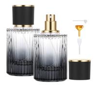 Segus Perfume Bottle Refillable Spray, 2 Pcs Perfume Atomiser 50ml, Glass Fragrance Atomiser, Leakproof and Portable, for Daily and Trips (Gradient Black)