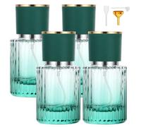 Segus Perfume Bottle Refillable Spray, 4 Pcs 30ml Aftershave Travel Bottle, Portable Glass Perfume Spray Bottles, with Fine Mist, for Daily and Trips (Gradient Green)