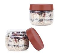 Segutage 2Pcs Overnight Oats Containers with Lids, 280ml Clear Glass Cookie Jar for Kitchen Counter Leakproof Breakfast Storage Oats Jars for Oatmeal Food Milk Coffee Candy Fruits (2Pcs, 280ml)