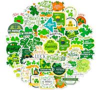 SEGXE 50 pcs of Lucky Four-Leaf Clover Graffiti Stickers, St. Pat's Style Lucky Plant Stickers, Vinyl Sticker , for Laptop Computer Water Bottles Bicycle Helmet Skateboard Luggage (Lucky Clover)