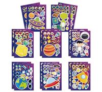 SEGXN 16 Sheets Planet DIY Make a Face Stickers, Multicolor Cartoon Stickers for Kids, Paper Material, Matte Finish, Waterproof, Reusable, Perfect for Scrapbook, Wall, DIY Crafts