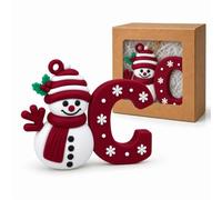 SEGXN Personalised 3D Snowman Initial Letter C Christmas Tree Ornament | Shatterproof flexible PVC; Dual-use hanging or tabletop display with gold cord; Boxed winter stocking filler; monogram design