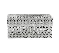 SEHAMANO Vintage Rectangle Tissue Holder - Antique Decorative Metal Tissue Box Cover is designed by Heart Pattern (Tin (Matt Grey))