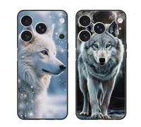 SEHEYA 2PCS Silicone Cover for iPhone Air/iPhone 17 Air Case, White Wolf | Animal Pattern Design Case Soft Black TPU Cute Printed Slim Thin Fit Shockproof Bumper Protective Case