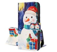 SEHEYA Case for Honor 90 Lite 5G / X50i 5G Phone Cover PU Leather Wallet Purse with Christmas Theme Book Flip Folio Card Slots Holder Magnetic Protection Cases, Present Snowman