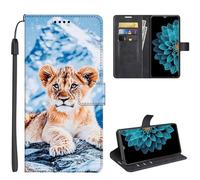 SEHEYA Case for Motorola Moto Edge 60 Pro Phone Cover PU Leather Wallet Purse 3D Print Pattern Design Magnetic Closure Cover Book Flip Folio Card Holder Cases, Baby Lion