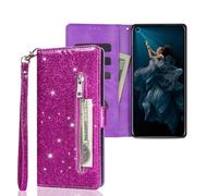 SEHEYA Case for Xiaomi 11 Lite 5G NE/Mi 11 Lite 4G / 5G Glitter Case Zipper Pocket Wallet Cover Sparkly PU Leather Purse Flip Folio Case Wrist Strap Card Holder Kickstand Handbag Cover, Purple