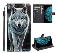 SEHEYA Compatible with Huawei Pura 70 Flip Case Premium PU Leather Phone Wallet Purse 3D Print Animal Design Magnetic Closure Folio Cover, Green Eyes Wolf