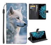 SEHEYA Compatible with Huawei Pura 70 Pro/Pura 70 Pro Plus Flip Case Premium PU Leather Phone Wallet Purse 3D Print Animal Design Magnetic Closure Folio Cover, White Wolf