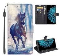 SEHEYA Compatible with Huawei Pura 80 Pro/Pura 80 Pro Plus Flip Case Premium PU Leather Phone Wallet Purse 3D Print Animal Design Magnetic Closure Folio Cover, Black Horse