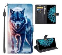 SEHEYA Compatible with Motorola Moto Edge 60 Fusion 5G Flip Case Premium PU Leather Phone Wallet Purse 3D Print Animal Design Magnetic Closure Folio Cover, Black Wolf