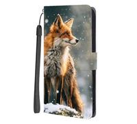 SEHEYA Compatible with Motorola Moto G30 / G20 / G10 Flip Cover PU Leather Wallet Case Cute Pattern Design Book Folio Magnetic Closure Protective Card Slots Cases, Snow Fox