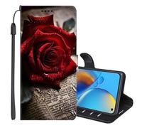 SEHEYA Compatible with Xiaomi Redmi 14C 4G Flip Case PU Leather Phone Wallet Purse Retro Rose Design Magnetic Closure Folio Cover for Redmi 14C 4G