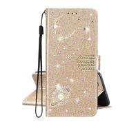SEHEYA Compatible with Xiaomi Redmi Note 14 5G Wallet Case Glitter Planet Moon Star Sparkle Universe Design PU Leather Book Flip Cover Card Holder Women Girls Phone Holster, Gold