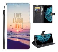 SEHEYA Cover for Realme C85 4G / 5G / Realme 15X 5G Flip Case PU Leather Phone Wallet Purse Cute Pattern Design Magnetic Closure Kickstand Card Slots Folio Cover, Sunset Beach