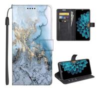SEHEYA Cover for Realme C85 4G / 5G / Realme 15X 5G Flip Case PU Leather Phone Wallet Purse Cute Pattern Design Magnetic Closure Kickstand Card Slots Folio Cover, Blue Gold Marble