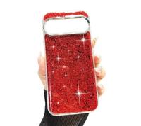 SEHEYA for Google Pixel 9 Pro Bling Glitter Silicone Case Soft Transparent Crystal Clear Bumper Shockproof Protective Women Girls Phone Cover, Red Paillette