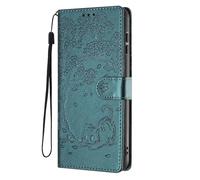 SEHEYA for Honor 90 Wallet Case Flower Cat Embossed PU Leather Flip Cover Magnetic Buckle Protective With Wrist Strap Card Slots Kickstand Cases, Dark Green