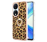 SEHEYA for Honor X7b / Honor 90 Smart Case with Ring Prop Glitter Marble Design Silicone TPU+PC Shockproof Bumper Protective Finger Ring Kickstand Phone Cover,Leopard Print