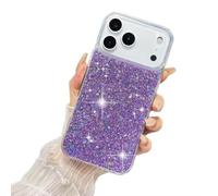 SEHEYA for iPhone 17 Pro Max Bling Glitter Silicone Case Soft Transparent Crystal Clear Bumper Shockproof Protective Women Girls Phone Cover, Purple Paillette