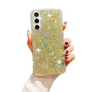 SEHEYA for Samsung Galaxy A14 5G / A14 4G Bling Glitter Silicone Case Soft Transparent Crystal Clear Bumper Shockproof Protective Women Girls Phone Cover, Gold Paillette