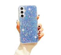 SEHEYA for Samsung Galaxy A32 5G Bling Glitter Silicone Case Soft Transparent Crystal Clear Bumper Shockproof Protective Women Girls Phone Cover, Blue Paillette