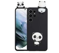 SEHEYA Panda Cover Compatible with Samsung Galaxy S24 Ultra Silicone Cute 3D Cartoon Bear Black Matt TPU Shockproof Cover Soft Touch DustProof Protective Skin Shell Sleeve Lovely Phone Cases