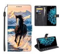 SEHEYA Wallet Case for Oppo A9 2020 / Oppo A5 2020 Flip Cover, Black Horse
