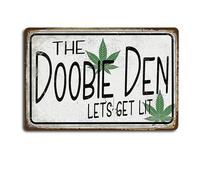 SEHINU Doobie Den Let's Get Lit Sign - Weed Poster Metal Tin Sign for Trippy Room Decor, Stoner Room Decor Man Cave Bar, and Weed Room,Home Decor,Bar Decor,Friendly Gift (C162)