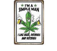 SEHINU I'M A Simple Man Weed Poster Metal Sign - 8 x 12 Inch Vintage Funny Man Cave Decor, Trippy Room Decor Sign, 420 Accessories, Weed Wall Art, Beer Sign (C182)
