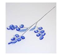 Sehlbach Jewelled Bead & Leaf Branch Stem - Blue Crystals Gems on Silver Wire for Floral Arrangements Decoration Weddings